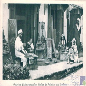 Ouvriers d\'arts marocains - atelier de peinture aux Oudaïas