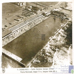 Casablanca - centre balnéaire Georges Orthlieb, Piscine municipale, largeur 75 m., longueur totale 480 m.