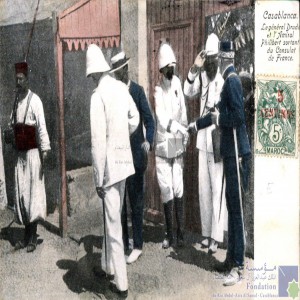 Casablanca - le général Drude et l\'amiral Philibert sortant du Consulat de France
