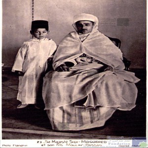 Sa Majesté Sidi-Mohammed et son fils Moulay-Hassan