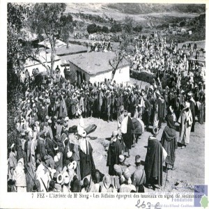 Fez - l\'arrivée de M. Steeg - les Riffains égorgent des taureaux en signe de soumission