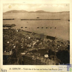 Gibraltar - partial view of the town and harbour from Moorish Casthe