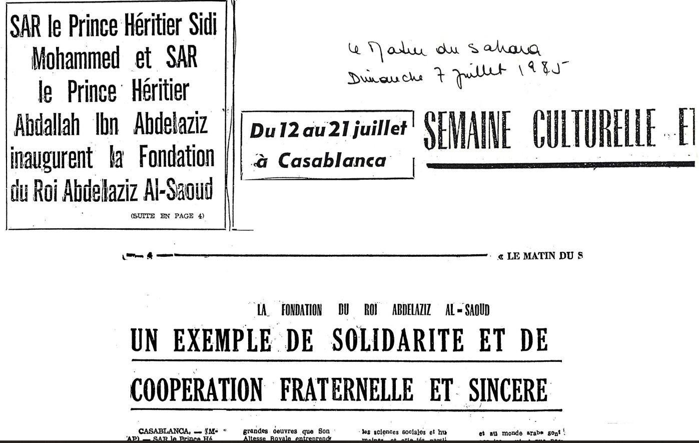 Le Matin du Sahara | Fondation du Roi Abdelaziz Al-Saoud un exemple de solidarité et de coopération fraternelle et sincère