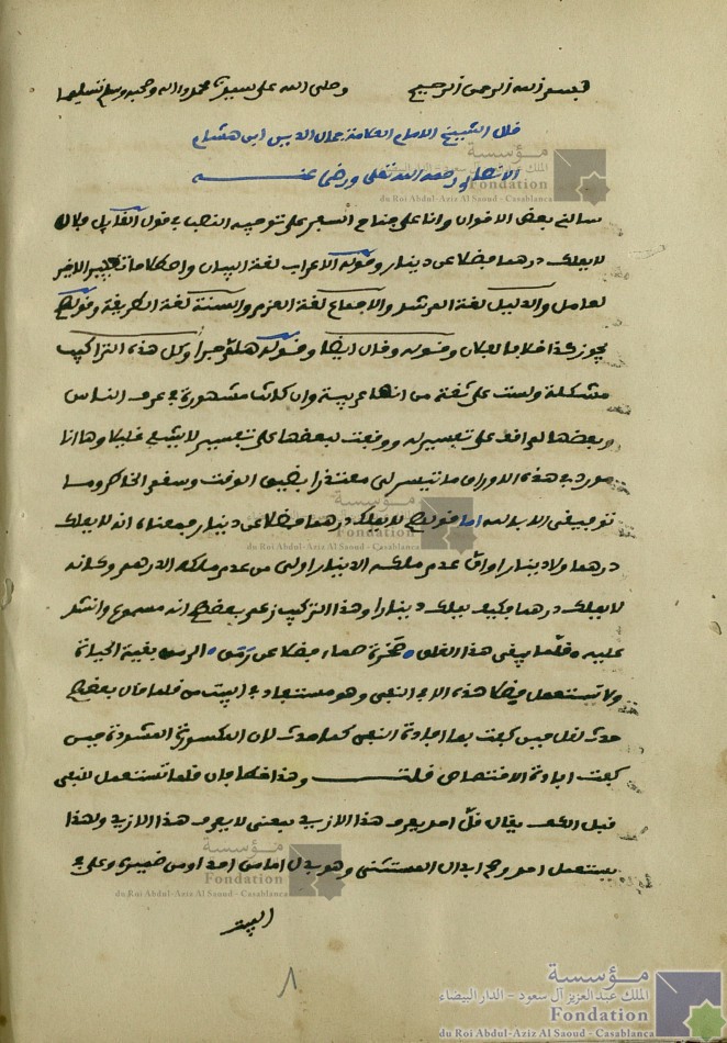 رسالة في توجيه النصب في إعراب فضلا ولغة وخلافا وأيضا وهلم جرا، أو ، مسائل في النحو وأجوبتها